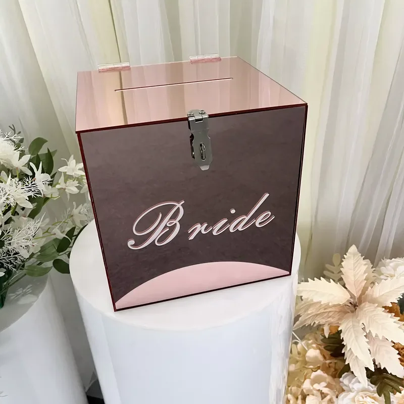 for Rose Gold Mirror Acrylic 3mm  Friendly Wishing Well  Box Elegant Wedding Invitation Display Stand