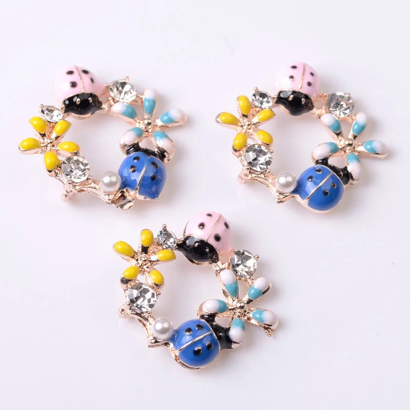 New version of alloy accessories spring bow flower oil drip flower plate diamond buckle DIY jewelry accessories shoes and clothi