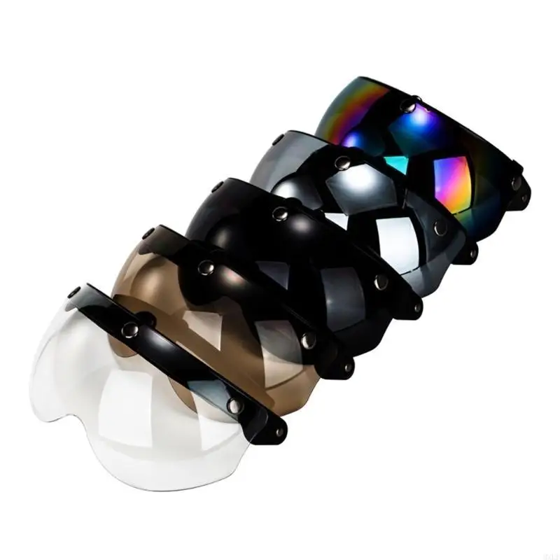 3 3/4 Helmet Shield Universal Fitting for for 3-Snap Motorcycles Half Open Face Vintage Motorcycles Helmets 5 Color