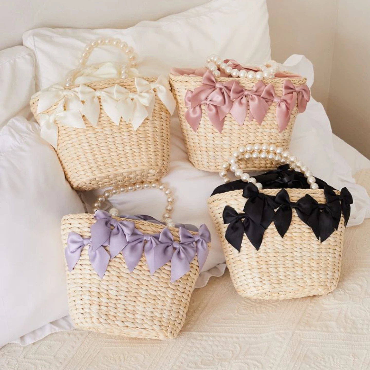 

Плетеная вручную разноцветная сумка-корзина из кукурузной шелухи Ins Cam Vaion, женская модная сумка на лето 2025, ручная сумка