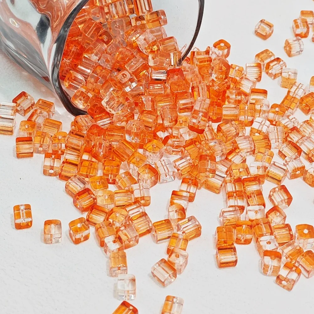 50 Uds. Nuevas cuentas de cubo de cristal de 7mm cuentas espaciadoras cuadradas brillantes accesorio de costura de Color AB suelto para el hogar