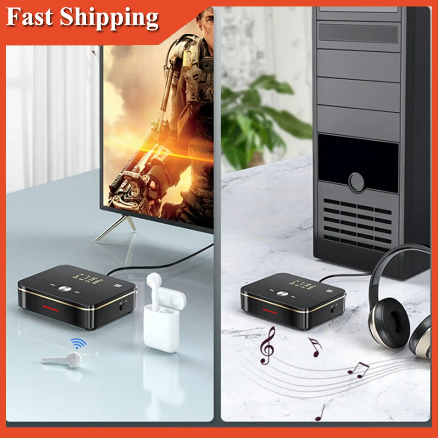 Efficient M8 Bluetooth 5.0 RCA Audio Receiver Transmitter APTXLL 3.5Mm AUX Music Wireless Adapter With Mic NFC For Car TV Speake