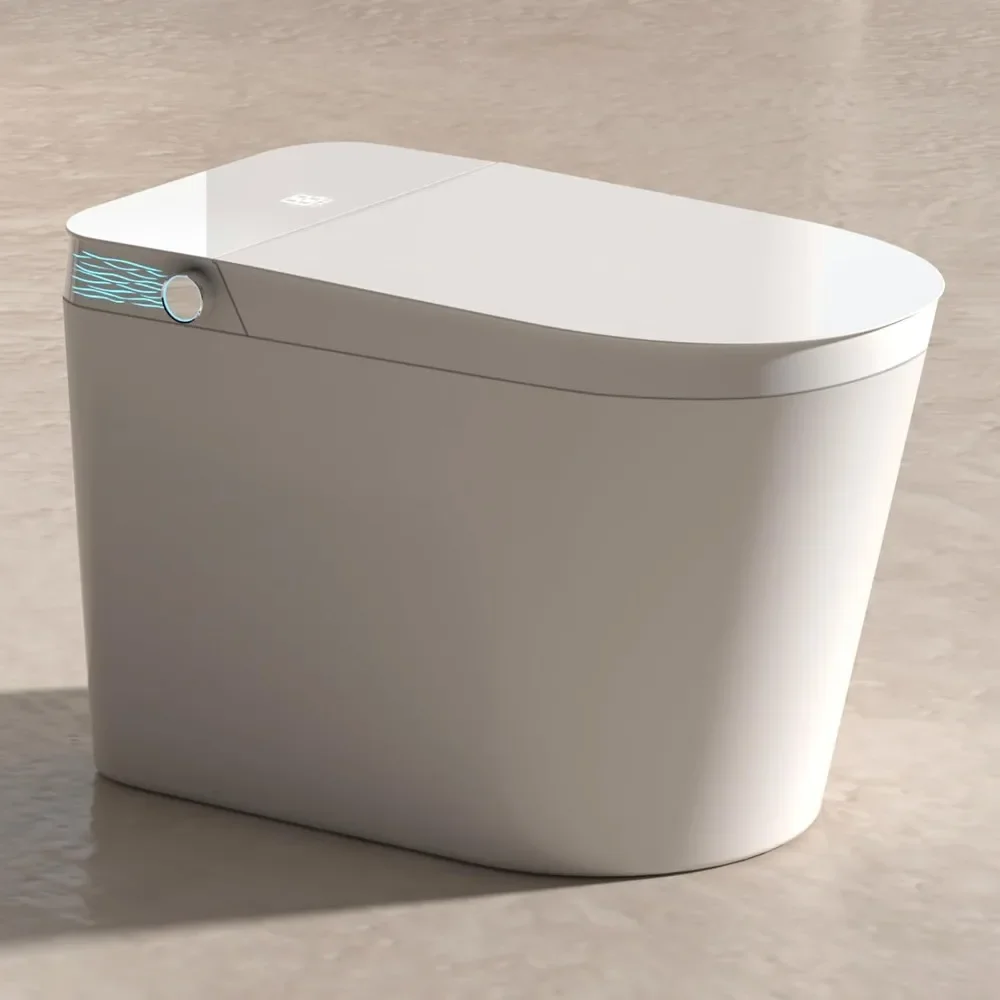 One Piece Intelligent Tankless Toilet with Bidet Built In, Modern Smart Toilet with Automatic Flushing, Heated Seat, Rear Wash,