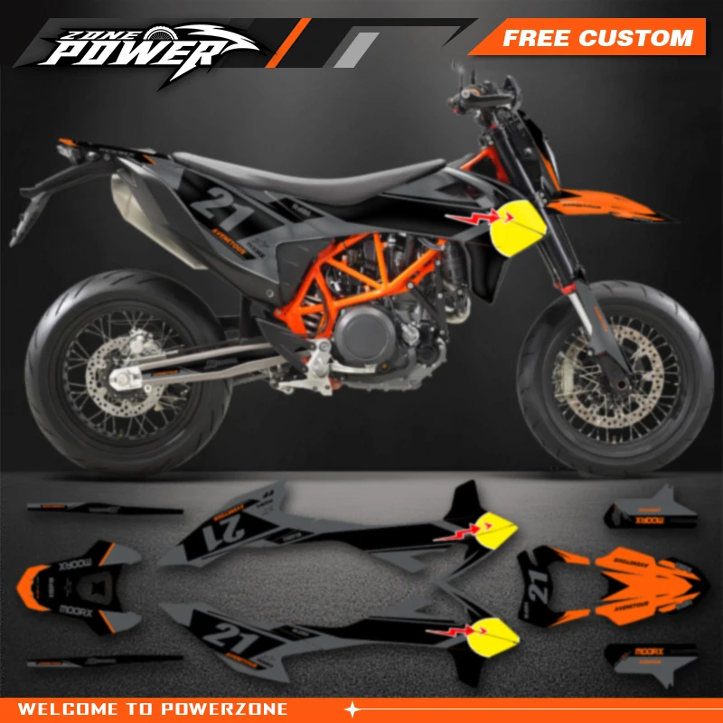 

PowerZone Full Set Graphics Backgrounds Decals Stickers Kit For KTM 2019-2021 SMC-R 690 enduro Motorcycle Custom