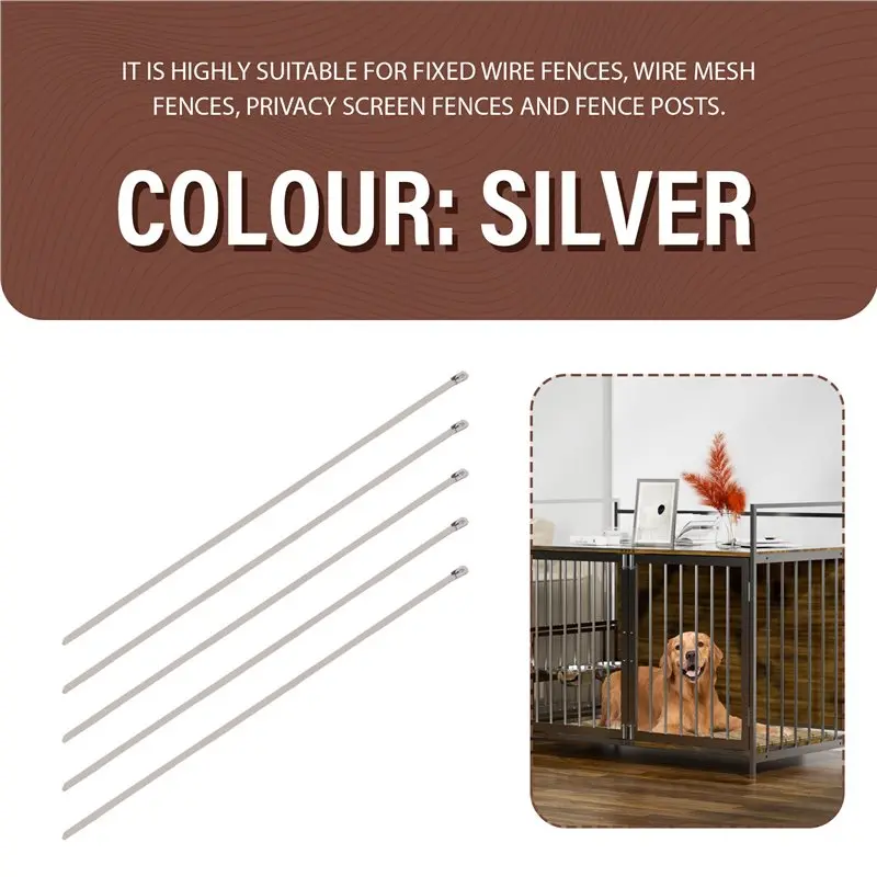 AA05 100Pcs Chain Link Fence Ties,Multi-Purpose Self-Locking Stainless Steel Zip Ties For Outdoor Garden Farm Pet Cages Fence