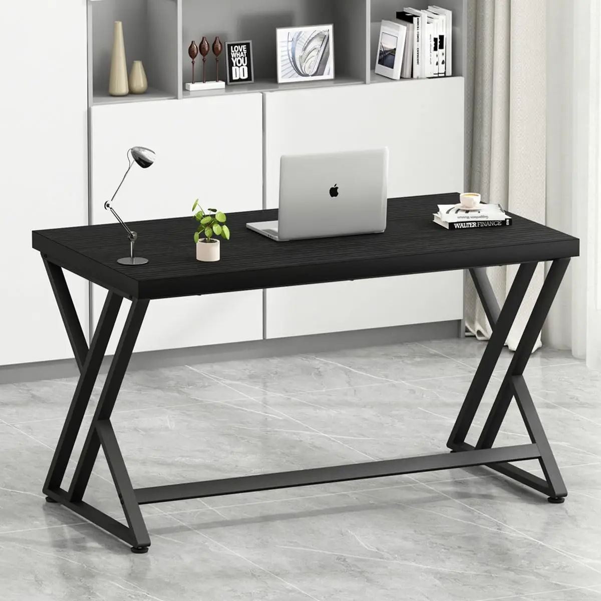 

Computer desk, modern gaming PC writing desk for home office, metal computer learning workbench for bedroom