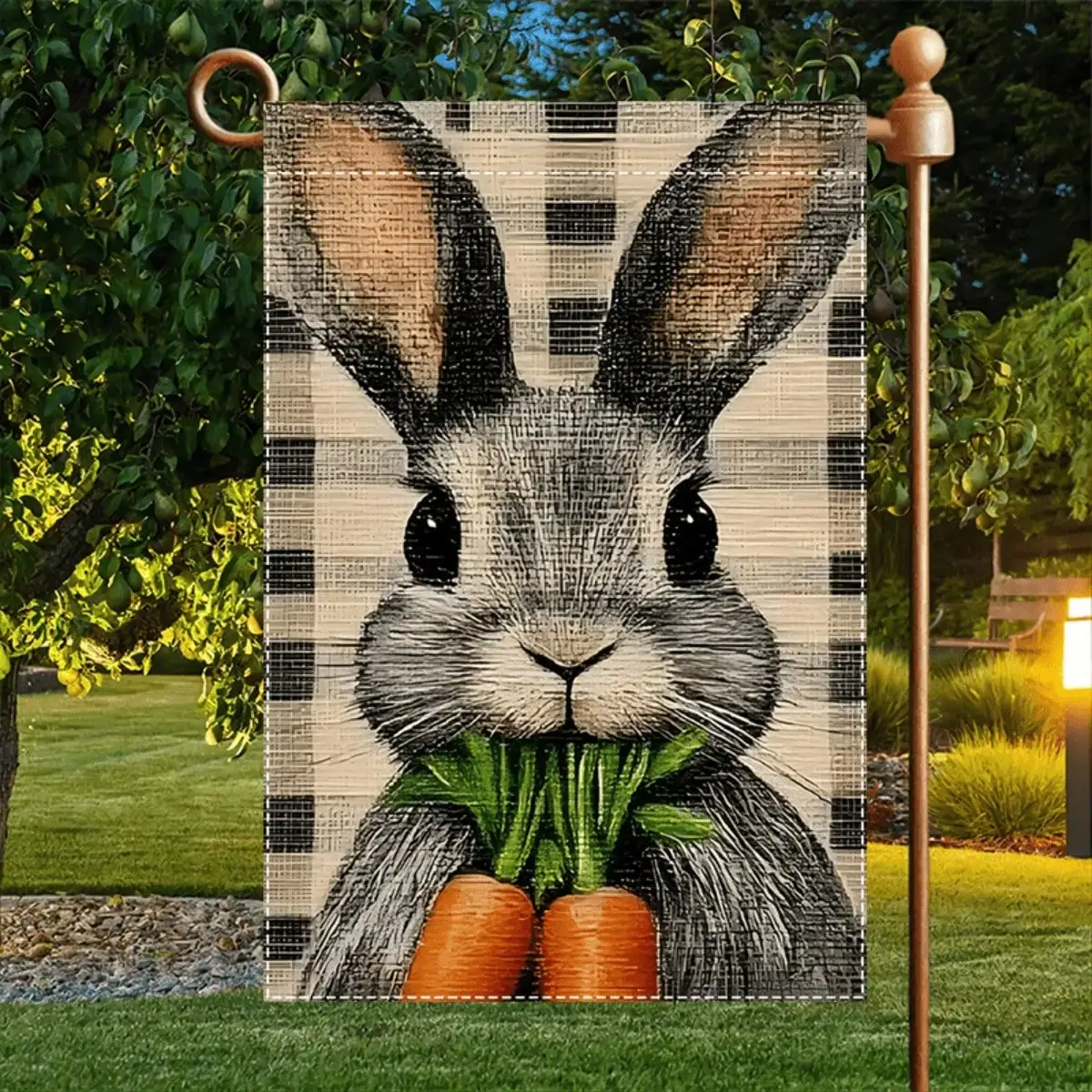 

[Пасхальный садовый флаг] Очаровательный двусторонний пасхальный садовый флаг - подходит для украшения патио, террасы и фермерского дома, 12x18 дюймов.