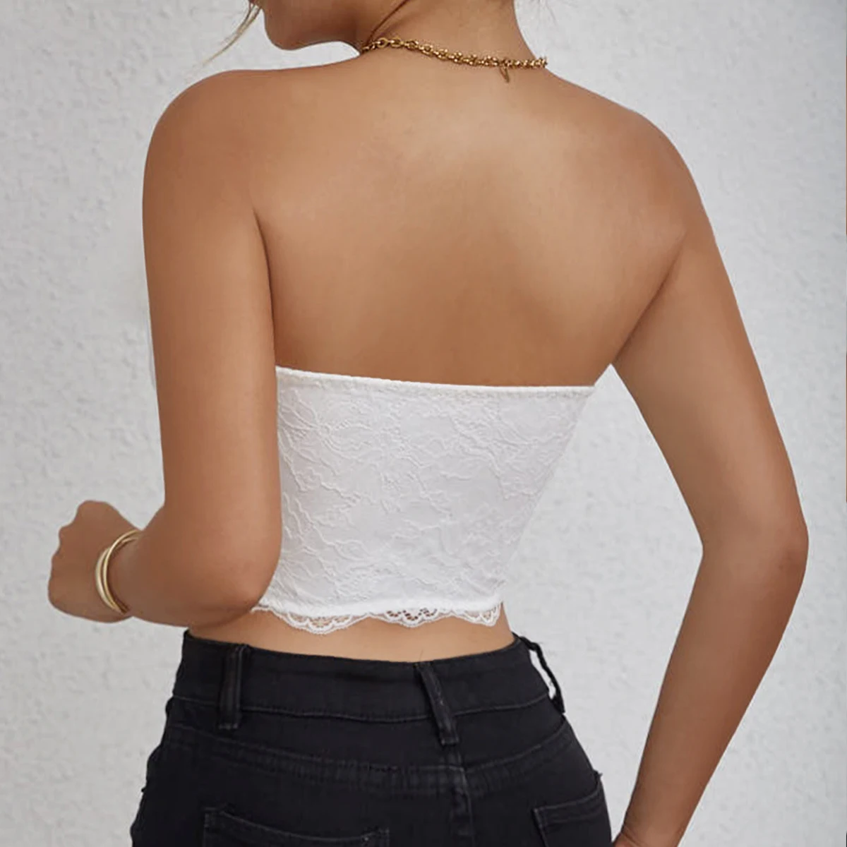 الكورية نمط الشارع ملابس خارجية مثير الدانتيل المنخفضة قطع عارية الذراعين حمالة أنيقة ريشة Underwire هيكل السمكة المحاصيل الأعلى الرجعية مشد