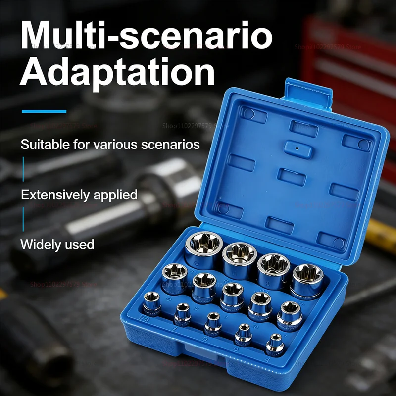 

Набор из 14 торцевых ключей E-Star (E4-E24) для авторемонта, прочный и универсальный ручной инструмент для механиков и автосервисов