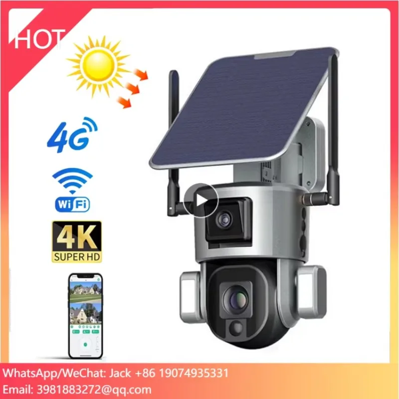 Prevista de pantalla Dual HD, Zoom óptico 10X, visión nocturna, voz bidireccional con Panel Solar de 5W, WIFI, cámara PTZ 4G, cámara Solar Y5 4K