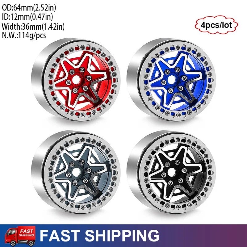 

2.2" Metal RC Crawle Wheel Rim for 1/8 Traxxas TRX4 SCX10 H8H Crossrc YK YK4082 YK4083 90046 Axial Upgrade Parts