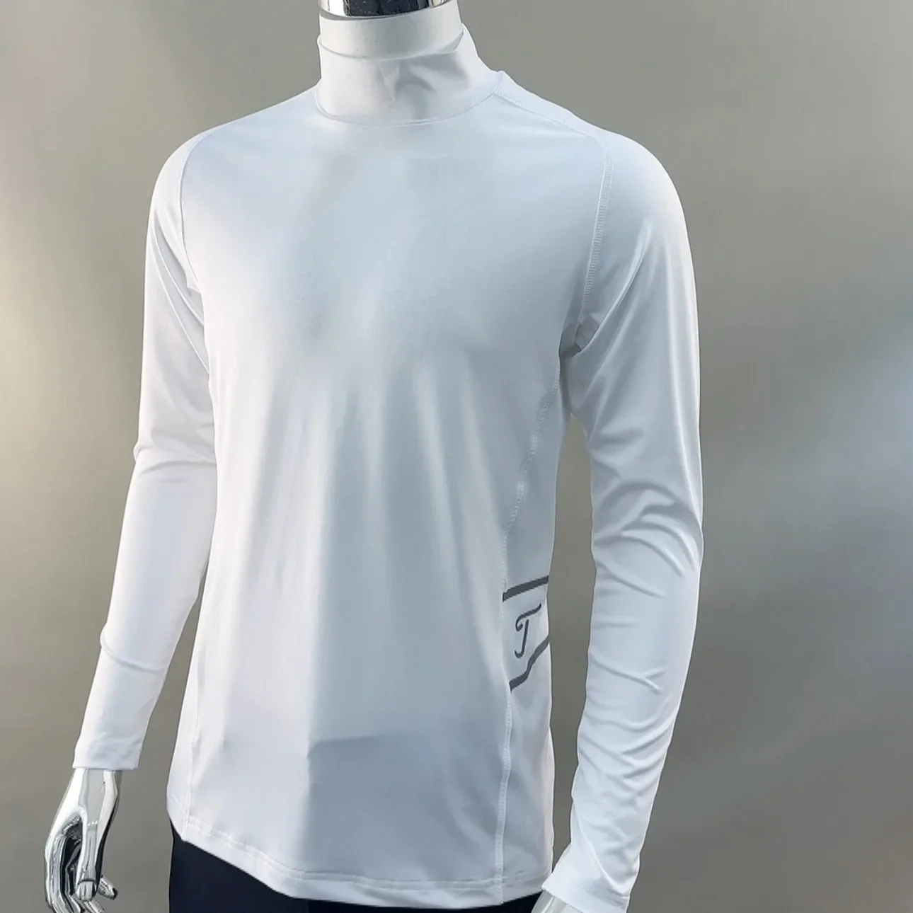 Men's Golf Top 2026 Fall New Korean Style Thick Sporty Quick-Dry Letter Print Minimalist Cozy Polyester Moisture-Wicking Stretch