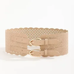 Cinturón Decorativo de Cuero Genuino Calado para Mujer, Estilo 2026, para Vestidos, Camisas, Abrigos, Suéteres