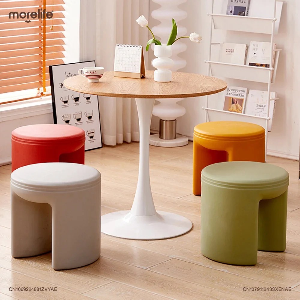 Creative Plastic Circular Footstool Ottomans Household Round Single Chair Shoe Changing Stools Restaurant Stool Home Furniture