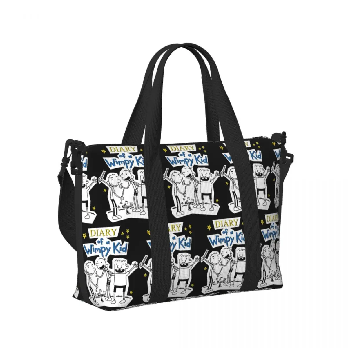 

Custom Diary Of A Wimpy Kid Group Beach Travel Bag Large Capacity Tote Bags for Gym Sport Women Shopping Duffle Shoulder Bag