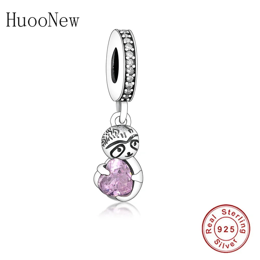 

Fit Original Charm Bracelet 925 Silver Animal Sloth Hug Heart I Love You to The Moon And Back Bead Pendant Making Berloque 2022