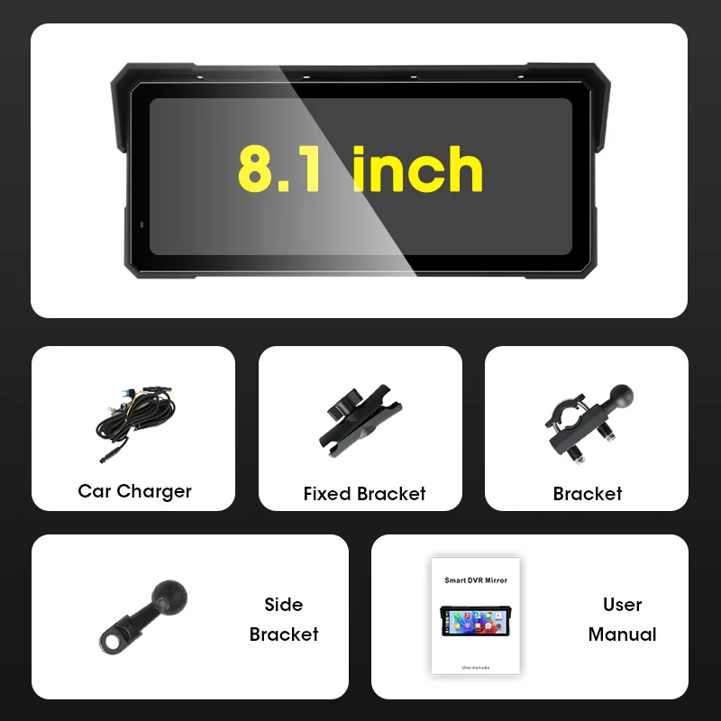 Srnubi 8,1 inch motorfietsscherm Draadloos Carplay Android Auto Ondersteunt IP67 waterdichte hoofdeenheid voor motorfietsaccessoires