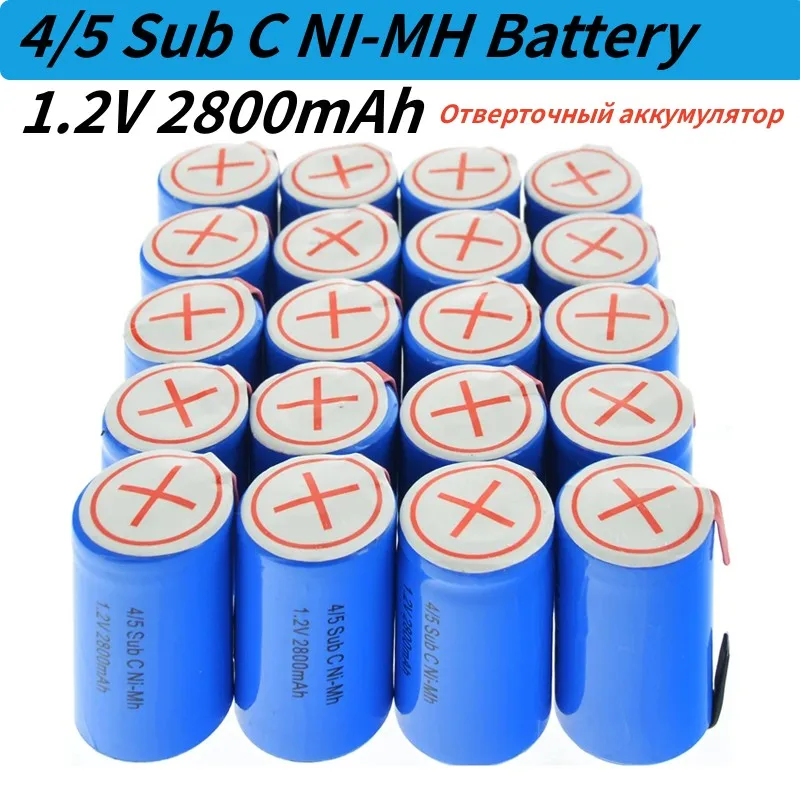 New 4/5S SC Sub-C Lithium Battery 1.2V 2800Mah Rechargeable Nickel Hydrogen Battery with Welding Rod and Screwdriver Battery