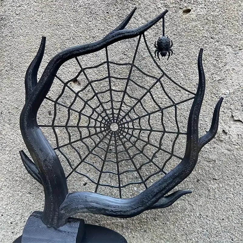 3D-gedruckte Spinnennetz-Dekoration, Halloween-Schmuckständer für Ohrringe, Ringe, Armbänder, Aufbewahrungs- und Präsentationsständer, Halloween-Party-Geschenk – Detail 9