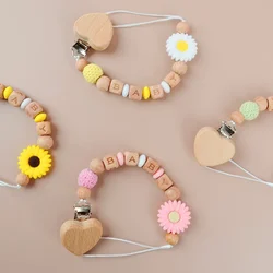 INS Personalized Name Custom Baby Name Pacifier Clip lollipops Beech Handmade Silicone Pacifiers Chain Teething Toys Accessories