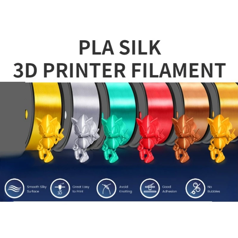 Silk Filament PLA 1.75mm Clog-Free Shiny 3D Printer Filament,1kg Spool (2.2lbs), Dimensional Accuracy+/- 0.02 Mm, Fit Most FDM