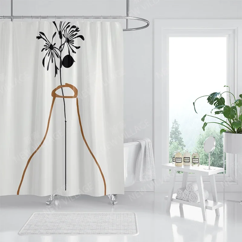 

Watercolor sketches shower curtain Bathroom curtain Waterproof fabric accessories Bath curtain for shower nordic boho decor