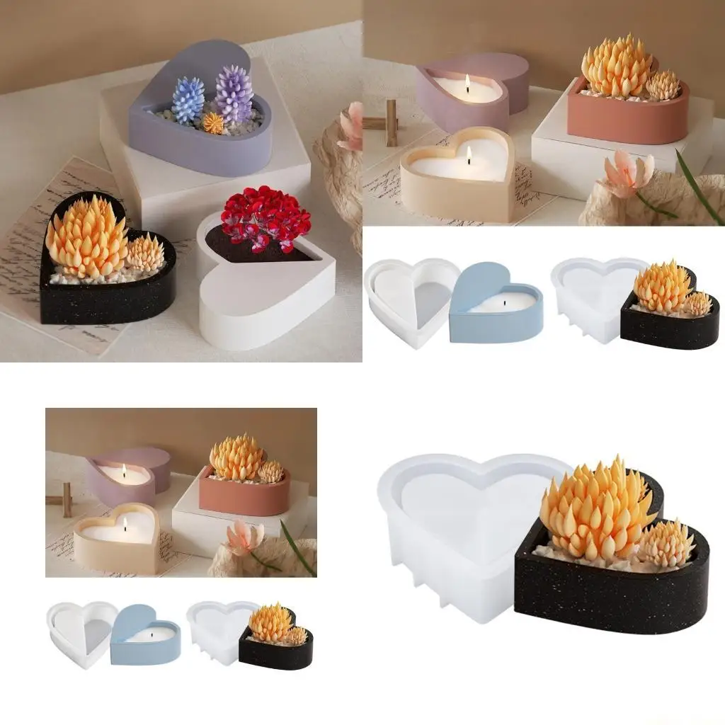 

31BF High Temperature Resistant Silicone Heart Mold for Candle Cups Flower Pots Mould
