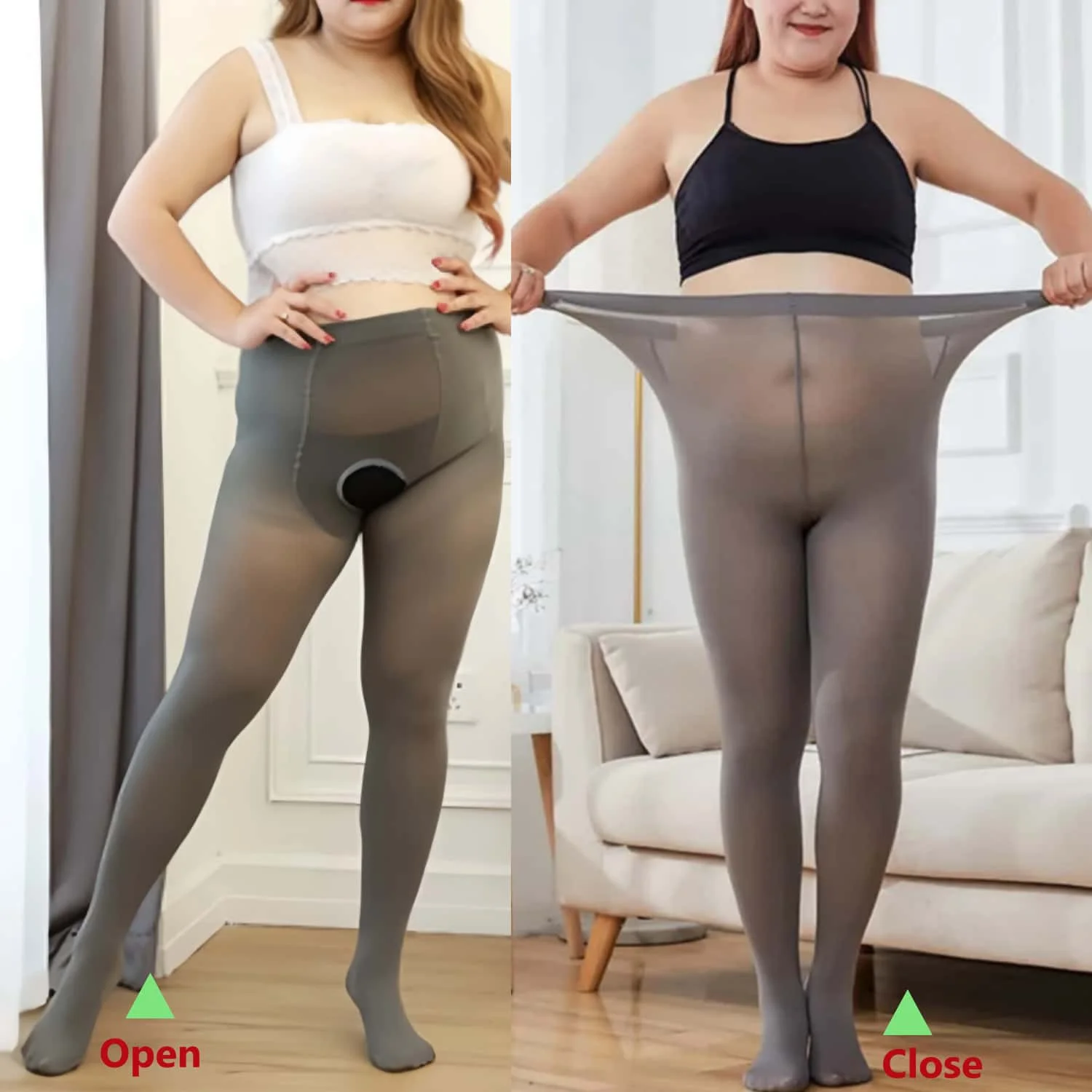 Women Plus Size Pantyhose 120D Open Crotch High Waist Opaque Tights Super Stretch Thermal Stockings Autumn Winter 3XL