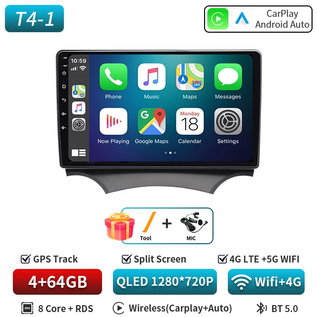 Android 16 Auto autoradio voor Ford Ka 2008 2009 2010 2011 2012 2013 2014 Carplay multimediaspeler stereo GPS head unit DSP BT