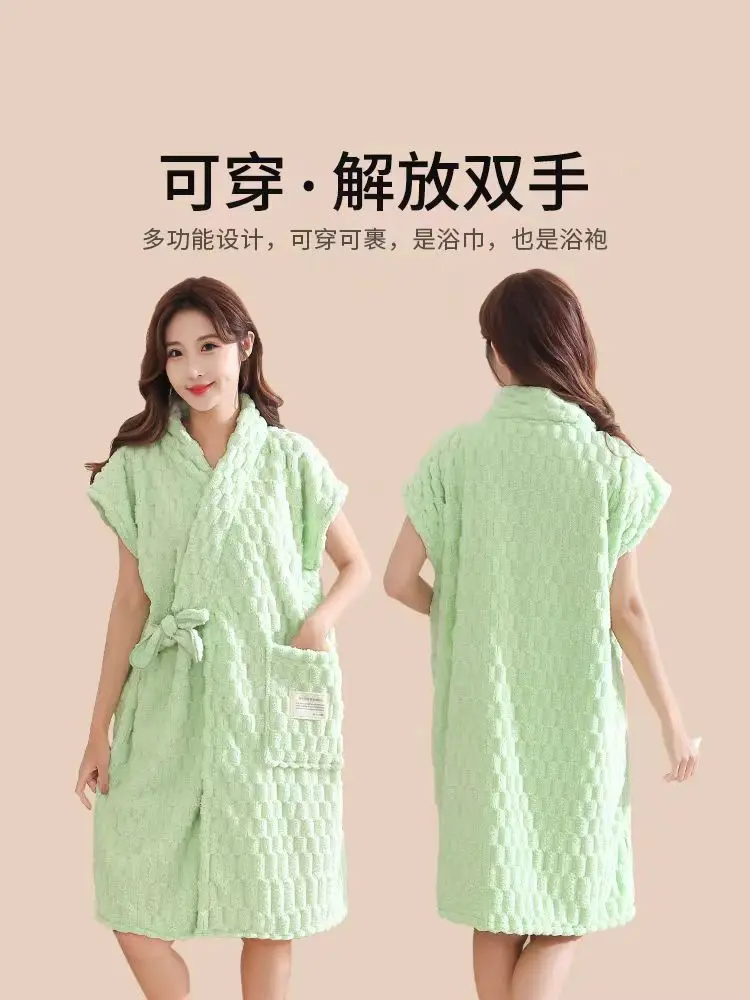 High-end adjustable strap wearable bathrobe for women of all ages. Quick-drying, absorbent, soft and comfortable. Suitable for h