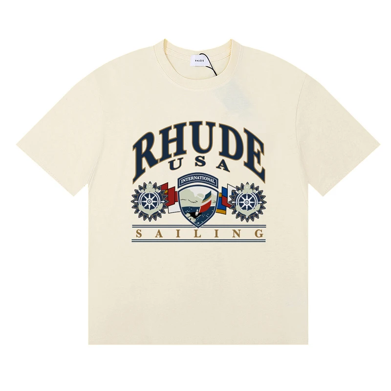 Streetwear Trend Rhude T-shirt Casual logo print korte mouw zomer heren dames hoge kwaliteit katoenen top tee
