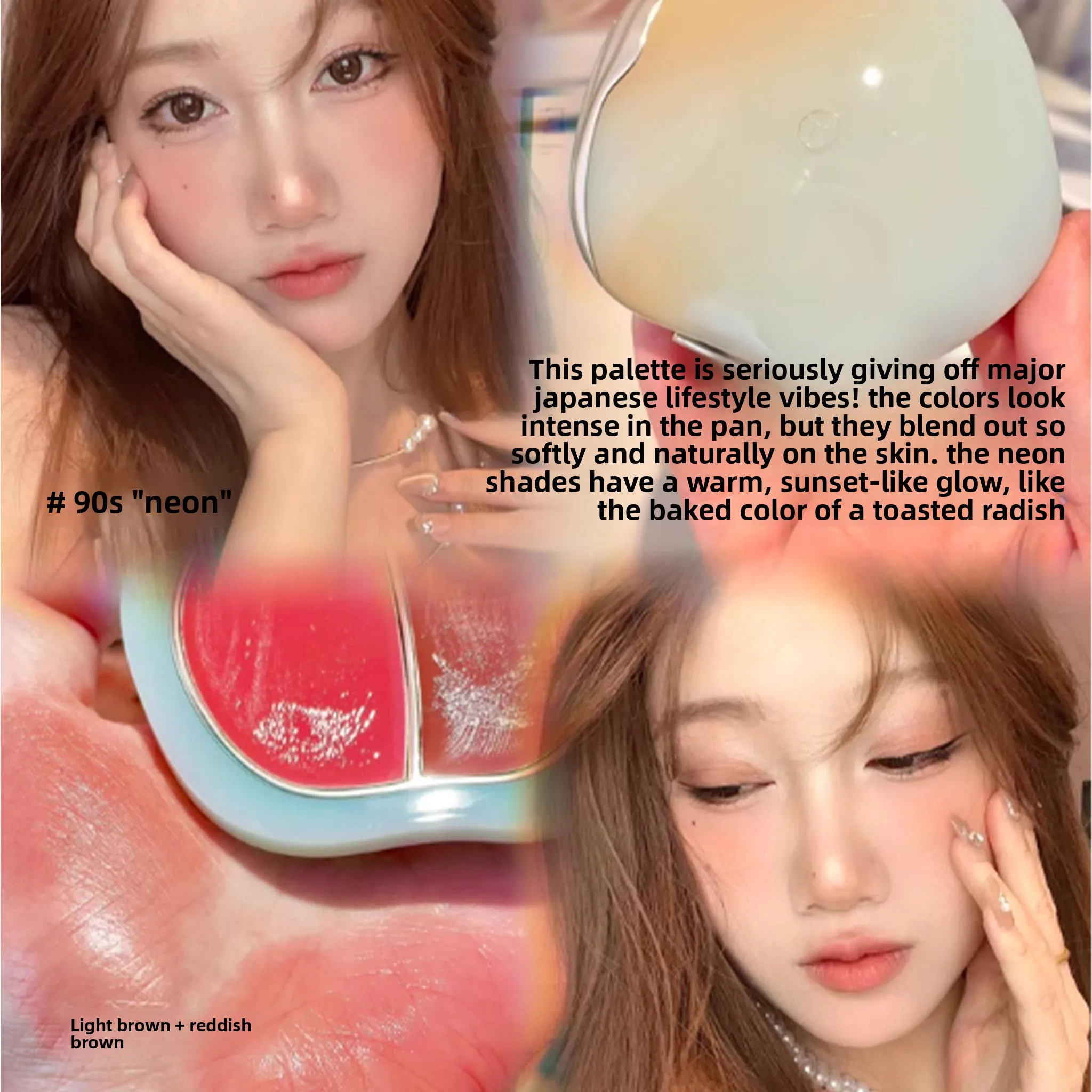 TIMAGE Blush Palette Guance Onda di Classic Shiny Dual-Color Blush Cream 6g Cosmetici per il trucco