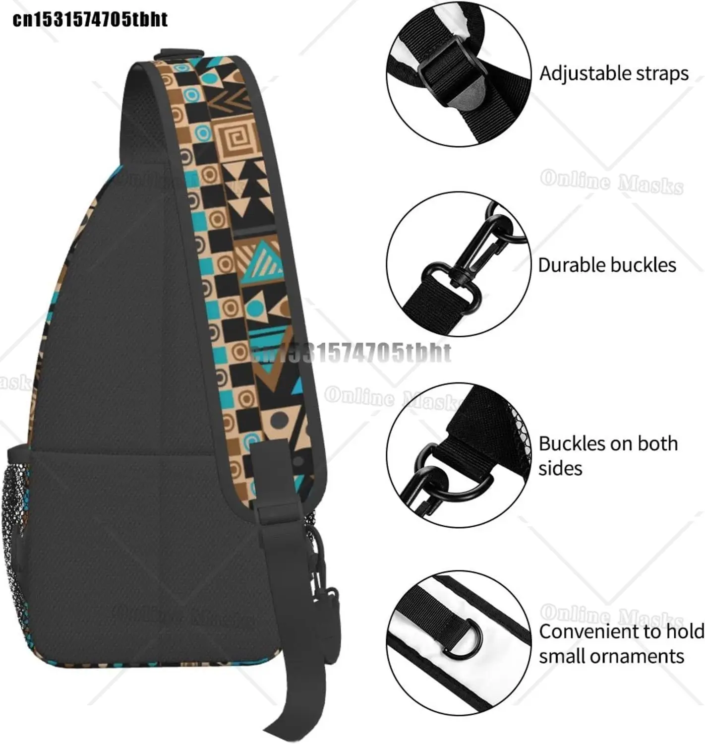 Native American Sling Backpack Casual Crossbody Backpack Sling Bag Chest Daypack for Men Women Sport