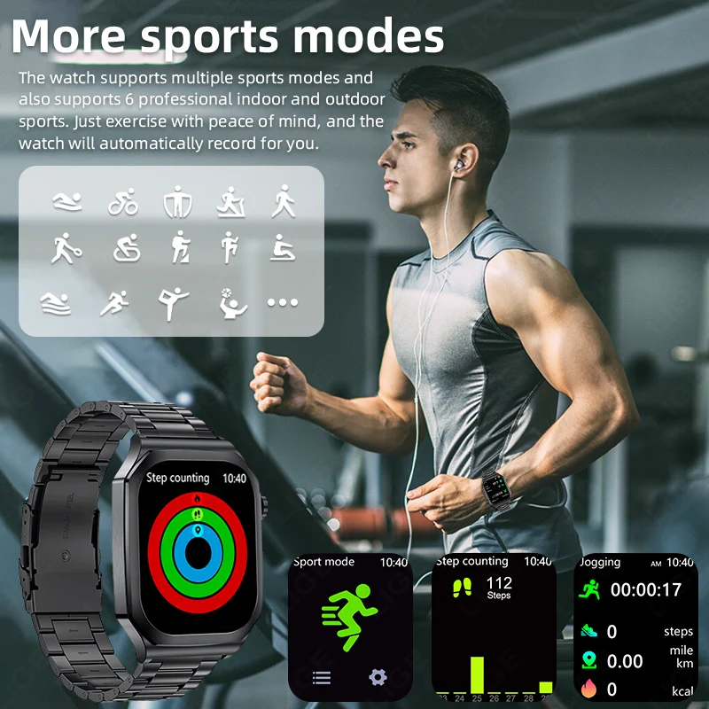 LIGE Smart Watch Men ECG 2.04inch AMOLED Heart Rate Blood Uric Acid Women's Health Monitoring Waterproof Fitness Smartwatch 2025