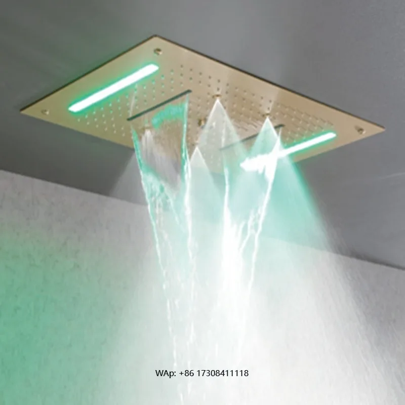 多機能LED内蔵シャワーセット サーモスタット式蛇口 クロムメッキ真鍮製 セラミック製 壁埋め込み型