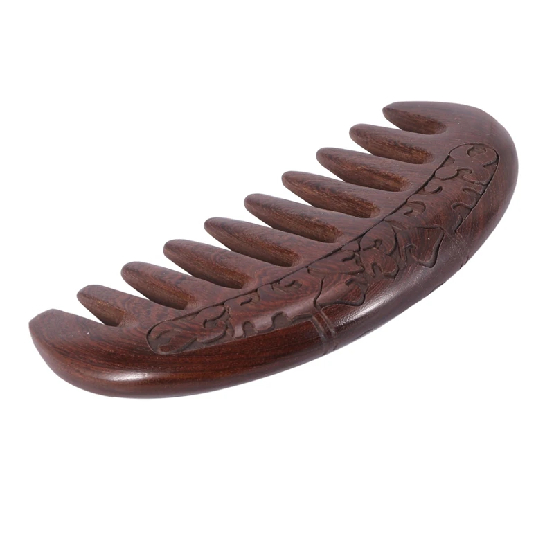 Green sandalwood comb Wood Comb Wooden hair comb Natural Comb-Anti Static Massage through the comb (Flower-Wide tooth)
