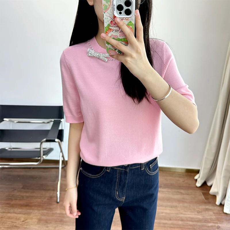

Meecion Handmade Heavyweight Wool Knitwear ort Sve Knot Ne Design Regular Length Faionable Spring Dr