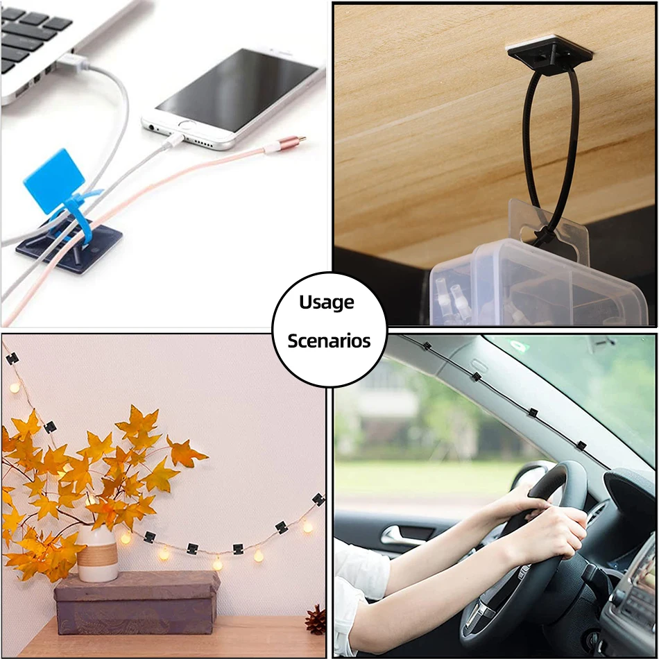 Cable Organizer 50 Pcs Self Adhesive Nylon Removable Base Cord Management Base Mount Zip Tie Mounts For Outdoor Cable Organizer