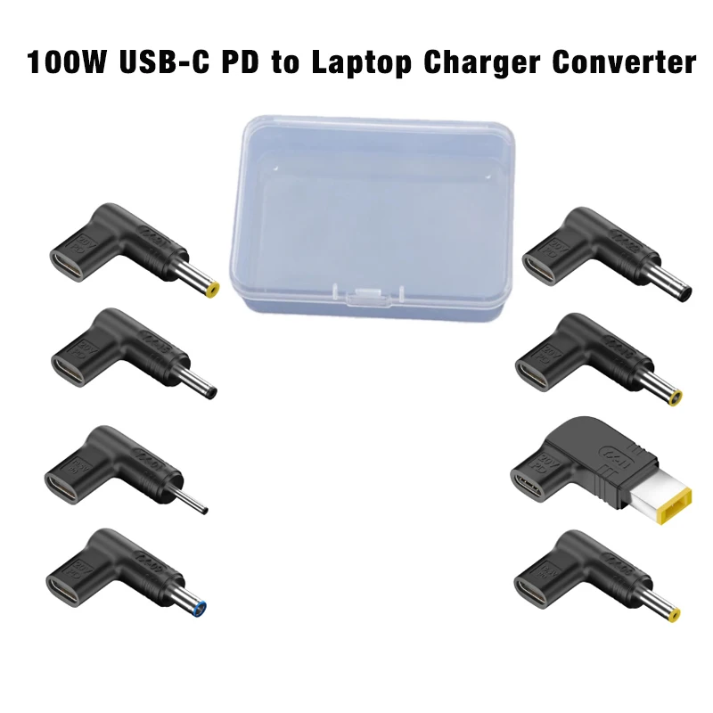 8PCS/Lot PD 100W Type C to Universal Laptop Charger Converter for Asus Lenovo Hp Dell Acer Samsung USB C Fast Charging Adapter