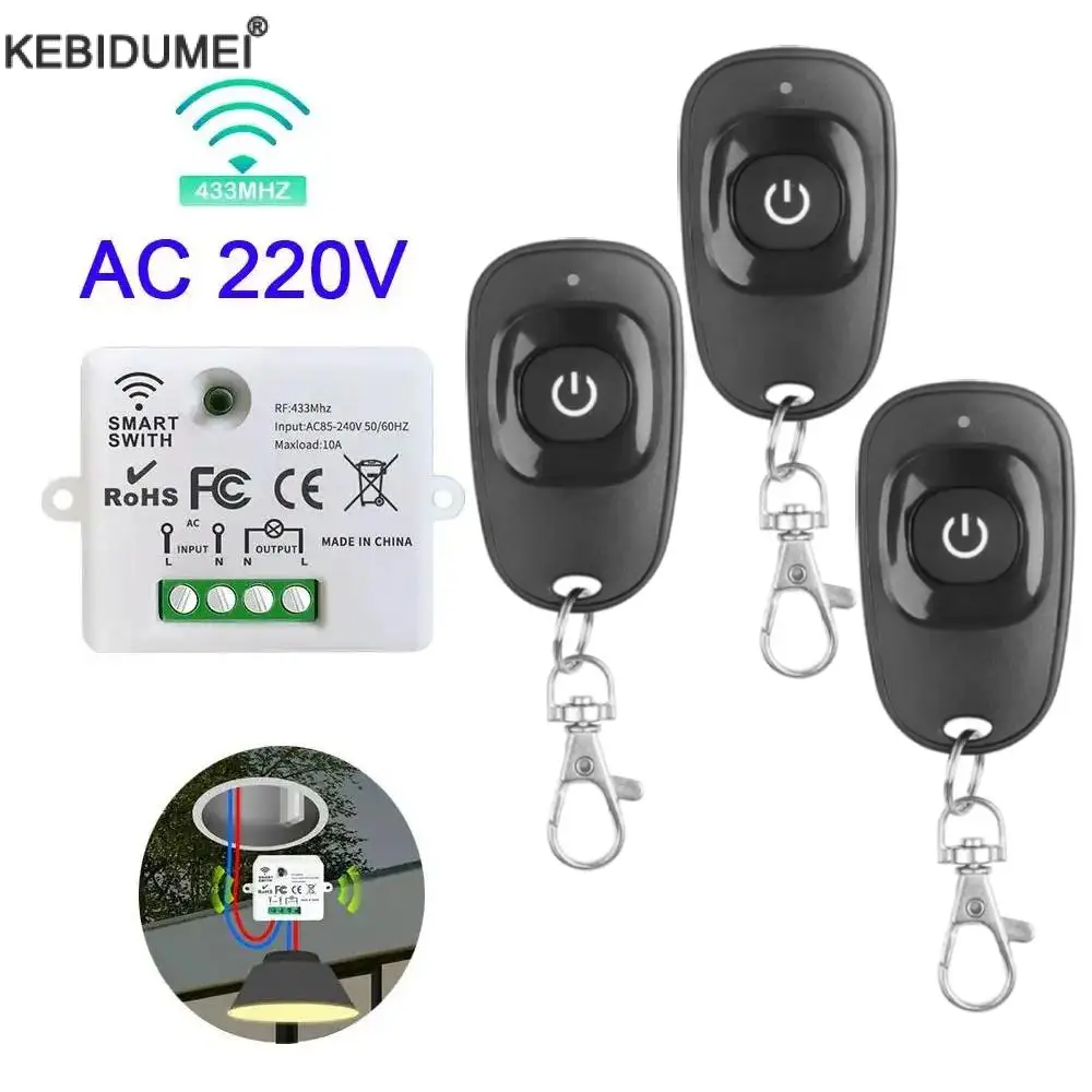 433Mhz Universal Wireless Remote Control Switch 110V 220V 10A Relay Mini Receiver Remote Control For Home Led Light Lamp