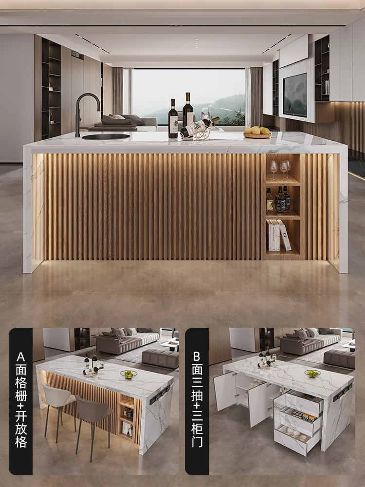 Cream Wind Rock Slab, Kitchen, Island Table, Dining Table, Tea Table, Bar, Integrated Light Luxury Partition, Multi-functional M