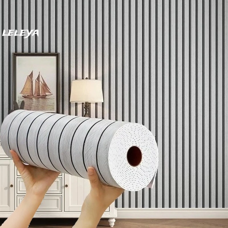 Self Adhesive Wood Grain Wall Panel Waterproof Background Wall Grille Sticker Suitable for Ceiling Living Room Decoration