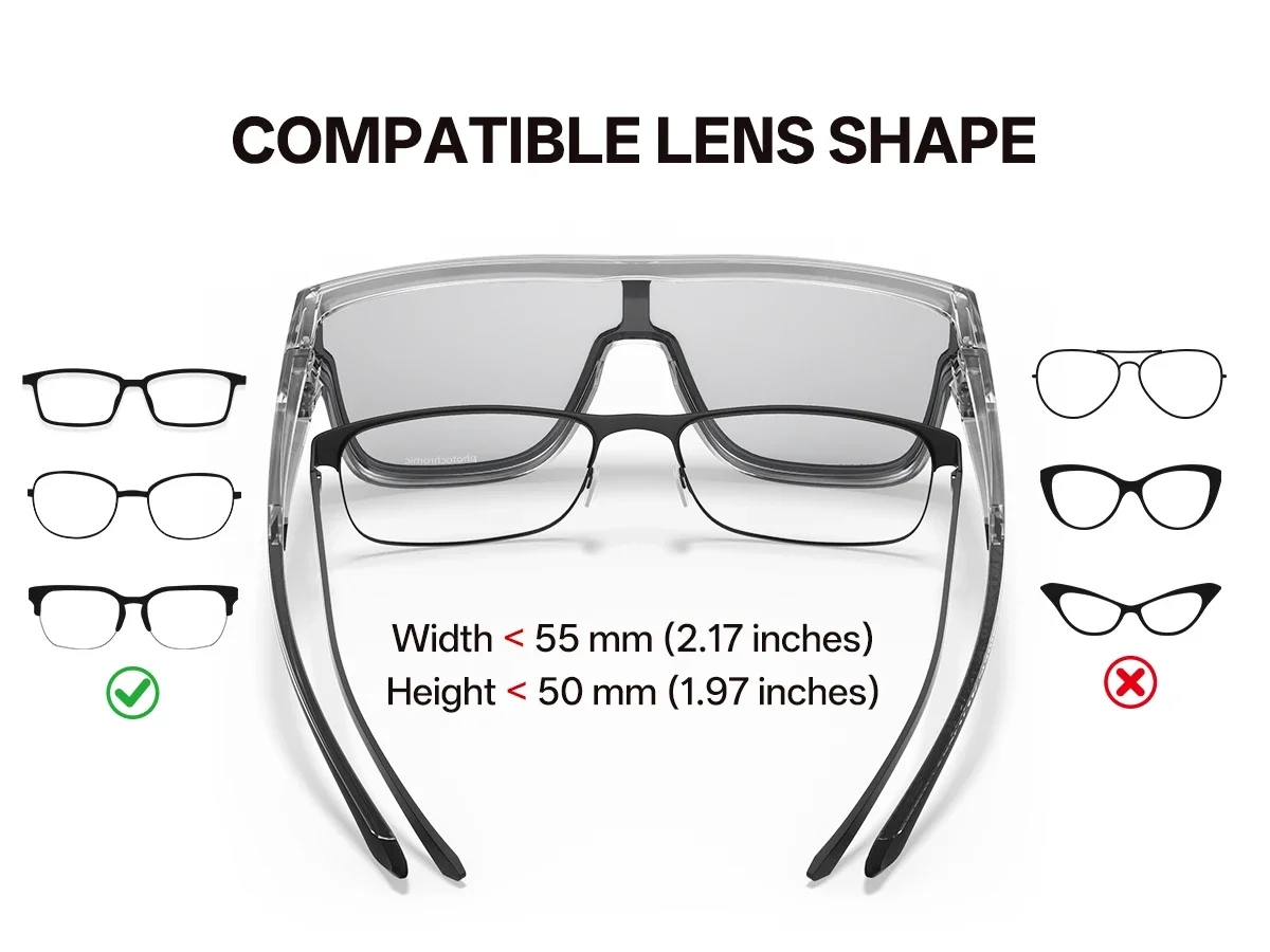 KAPVOE Neue Fitover Sonnenbrille UV400 Schutz Über Brille Träger Übergroße Quadratische Brille Männer Frauen Radfahren Laufen Gläser – Detail 18
