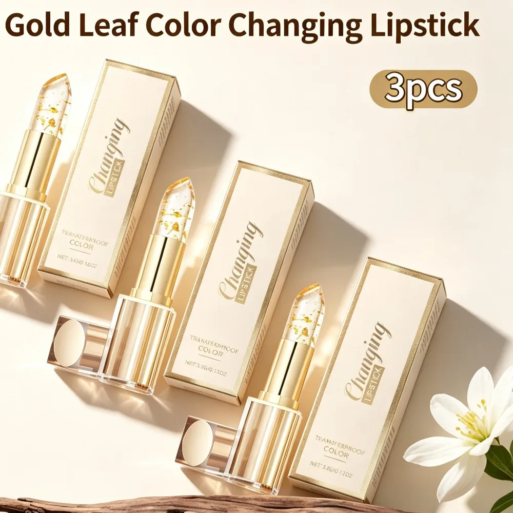 Gold Foil Moisturizing Lip Balm Women Color-Changing Lipstick High-End Long Lasting Waterproof Non-greasy Lightweight Lip Care