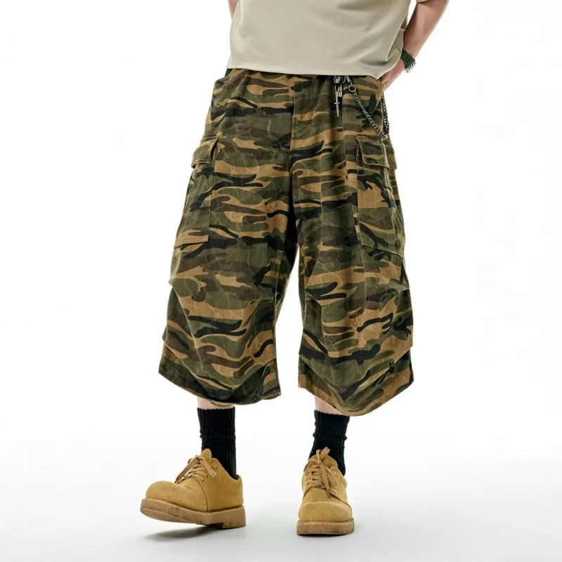 

UNITIM Spring Summer Men Calf-length Pant American Camouflage Printed Pocket Male Cargo Pant Streetwear Loose Casual Man Shorts