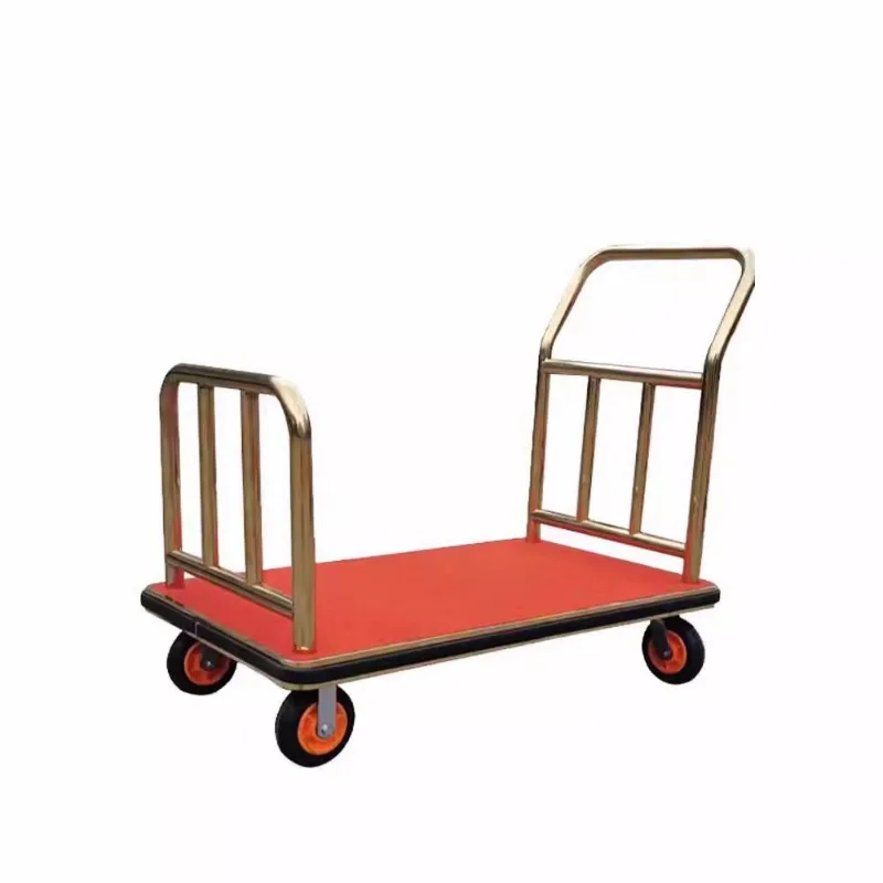 For  Titanium Stainless Steel Cart, Thickened Trolley with Silent Wheels To Welcome Guests