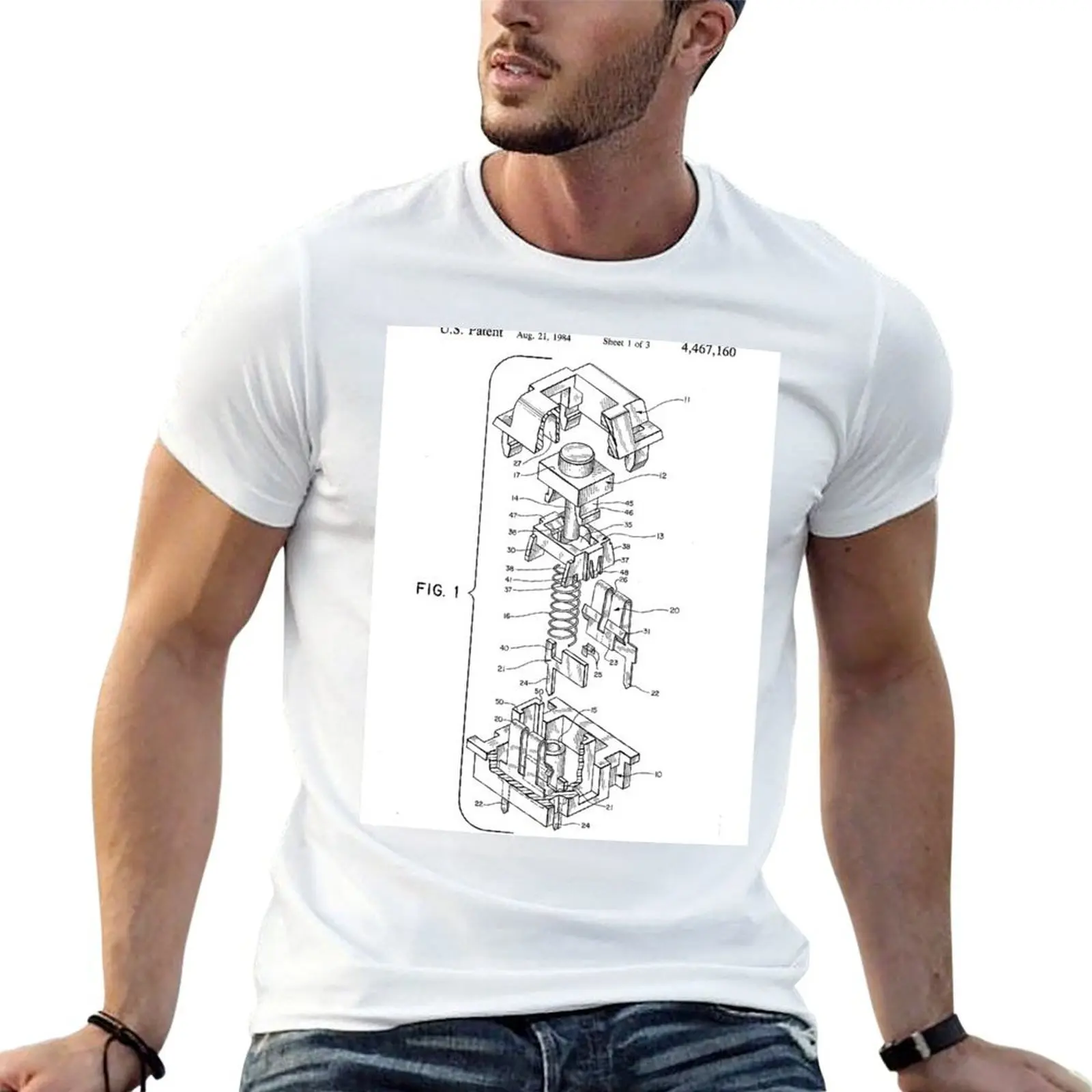 

Mechanical Keyboard Cherry MX Switch Drawing Patent T-Shirt man t shirt graphic anime t shirts oversize T-Shirt