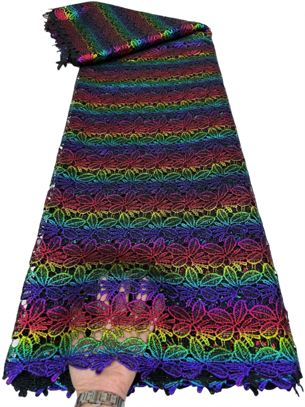 

Многоцветный шнур, гипюровая кружевная ткань, ажурная африканская кружевная ткань, 2025 г., высококачественный нигерийский водорастворимый материал для платьев