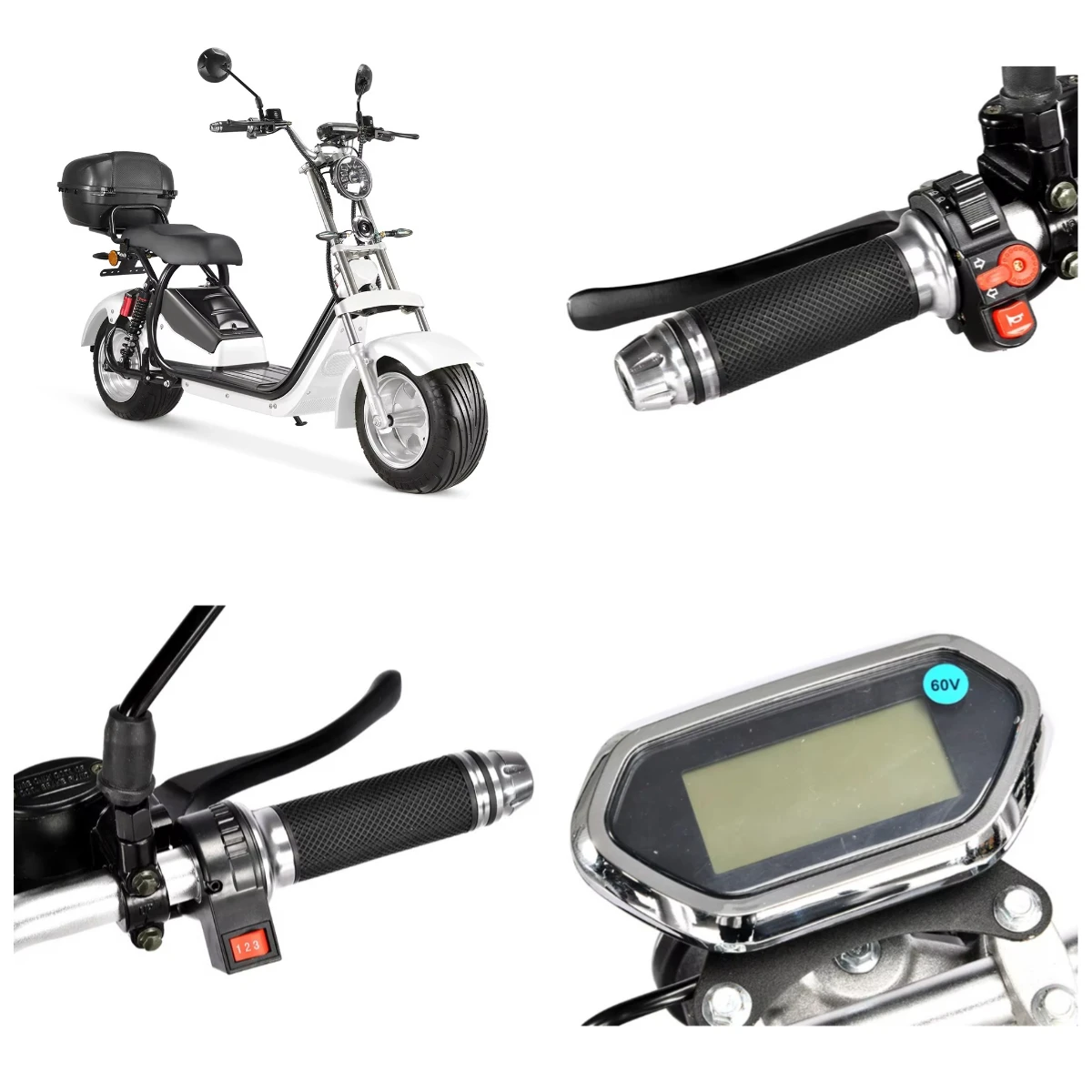 

Classic Chopper Design Citycoco 1500W Electric Scooter 60V 20Ah EEC Approved for Adults