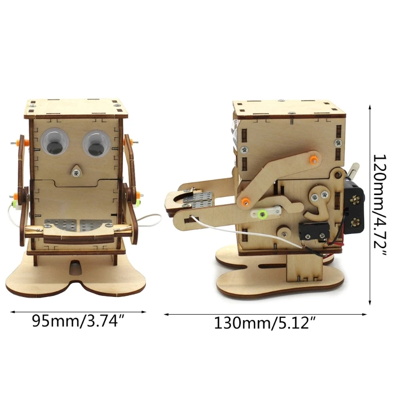 Robot nuevo para comer monedas, modelo mecánico, artesanías madera Diy, vástago Robot, vástago construcción educativo,